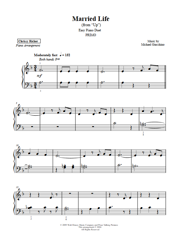Easy Movie Duets Sample Page