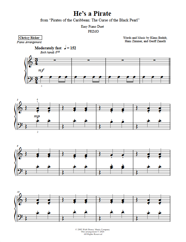 Easy Movie Duets Sample Page