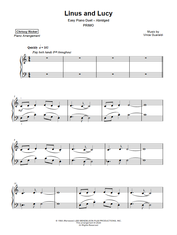 Easy Movie Duets Sample Page