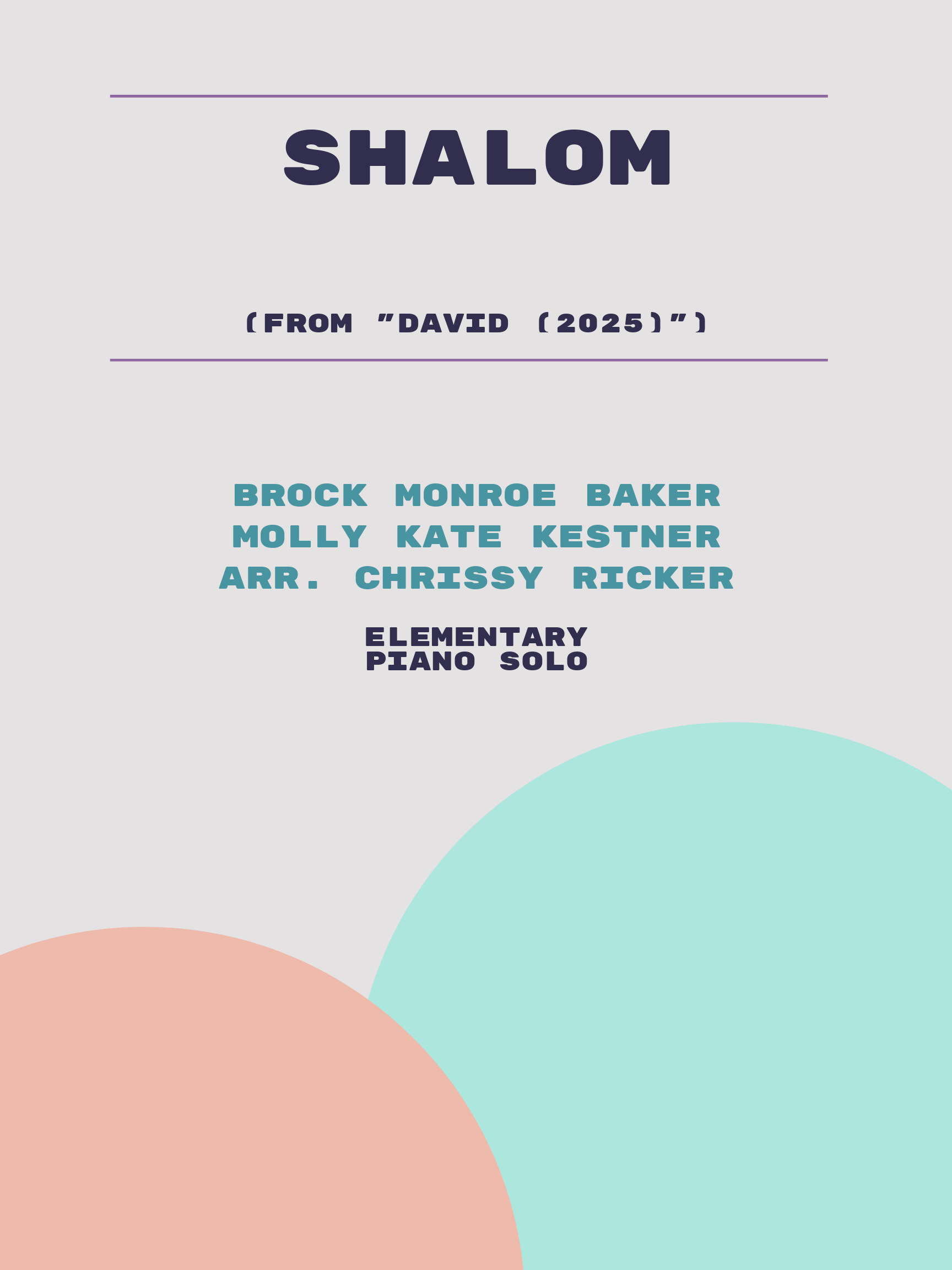 Shalom by Brock Monroe Baker, Molly Kate Kestner