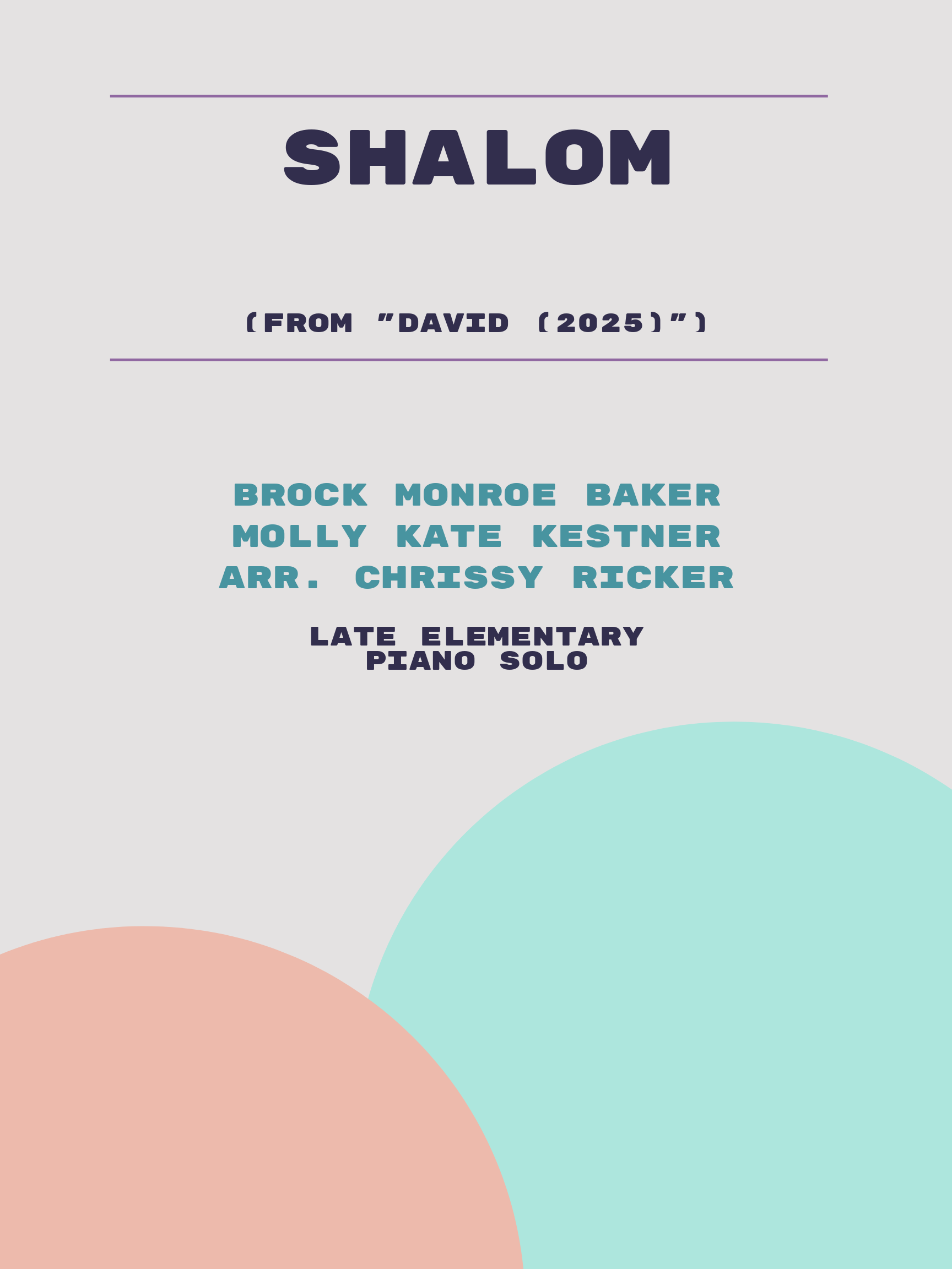Shalom by Brock Monroe Baker, Molly Kate Kestner