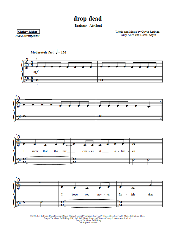 drop dead Sample Page