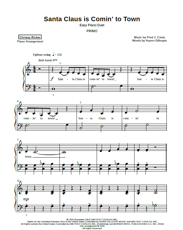 Santa Claus is Comin' to Town Sample Page