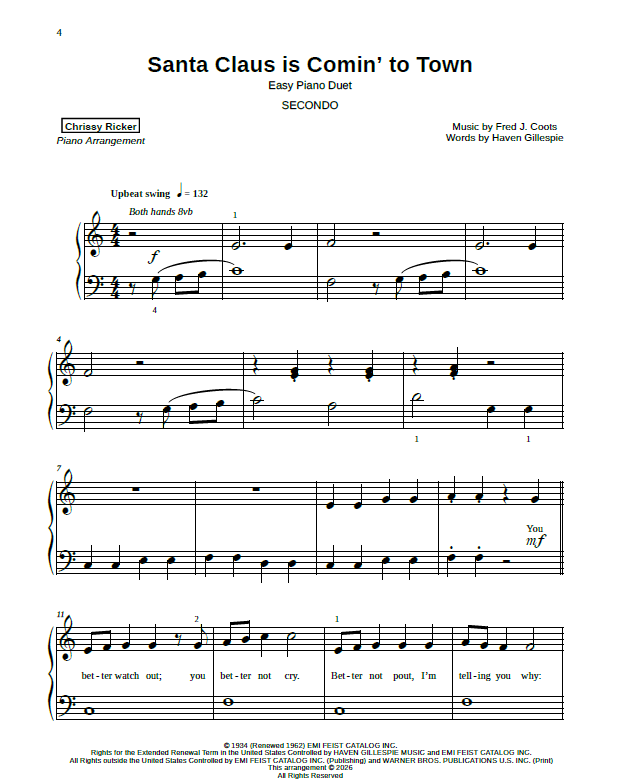 Santa Claus is Comin' to Town Sample Page