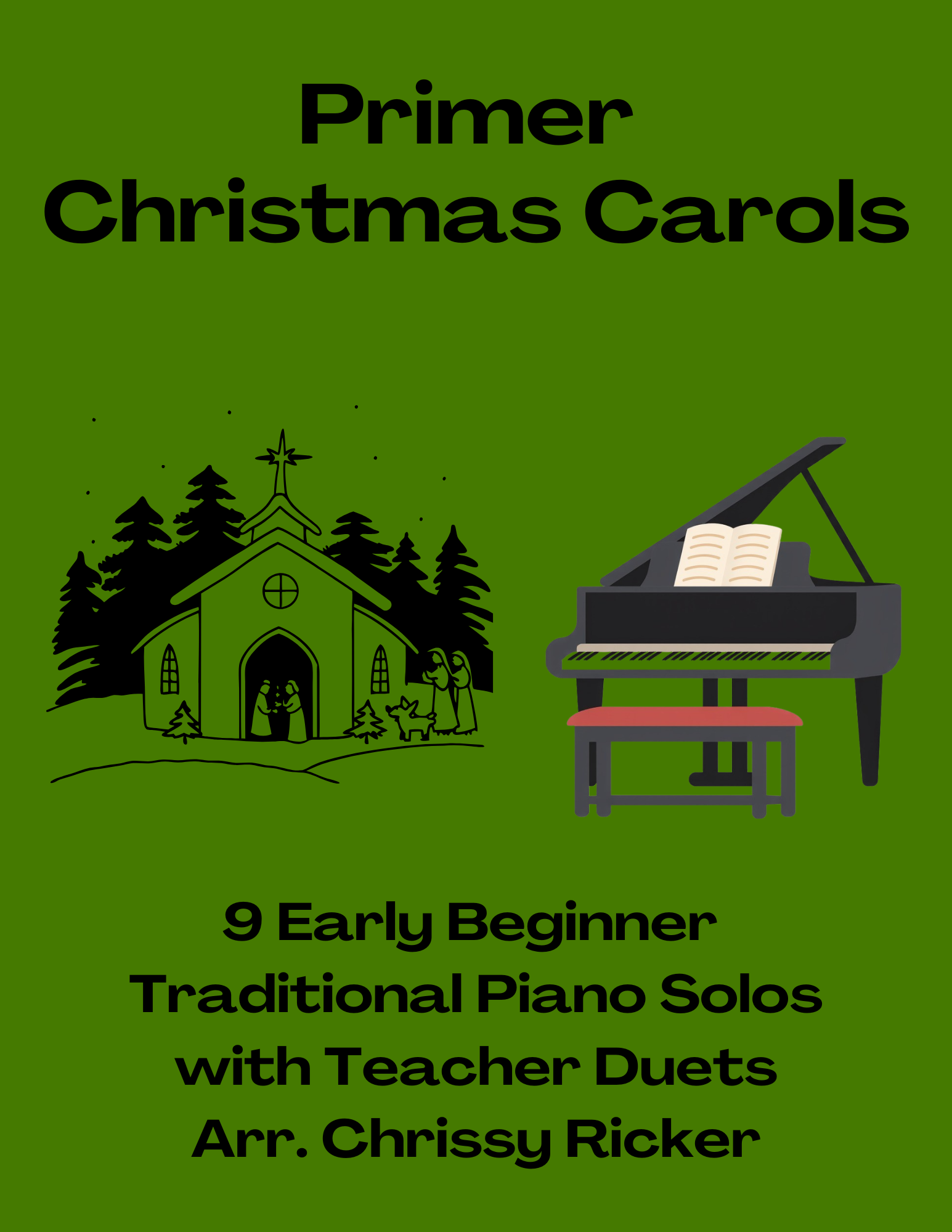 Primer Christmas Carols: 9 Solos with Teacher Duets Sample Page