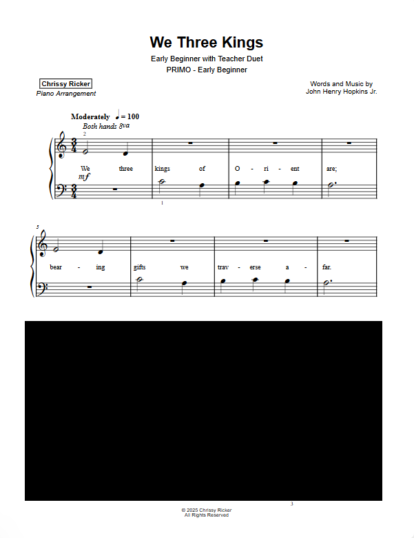Primer Christmas Carols: 9 Solos with Teacher Duets Sample Page