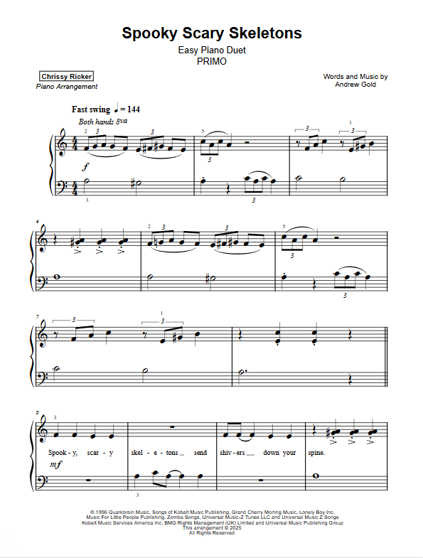 Easy Pop Duets Sample Page