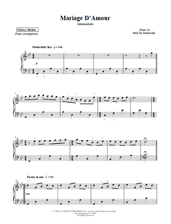 Flowing Favorites for Intermediate Piano Sample Page