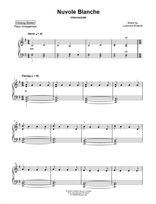 Flowing Favorites for Intermediate Piano Sample Page