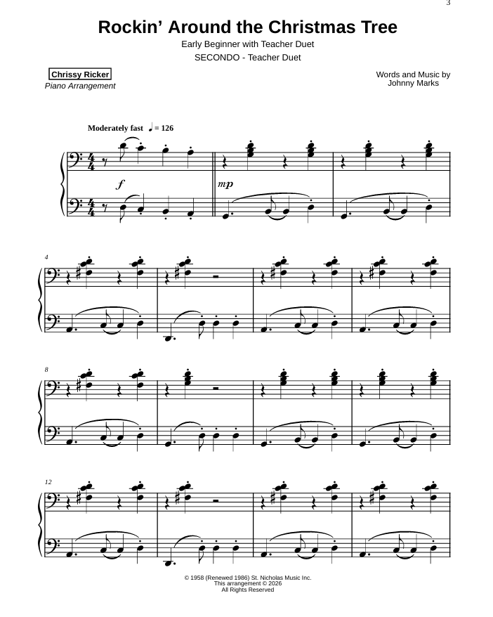 Rockin' Around the Christmas Tree Sample Page