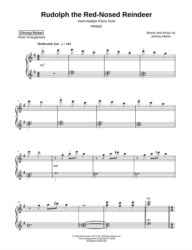 Rudolph the Red-Nosed Reindeer Sample Page