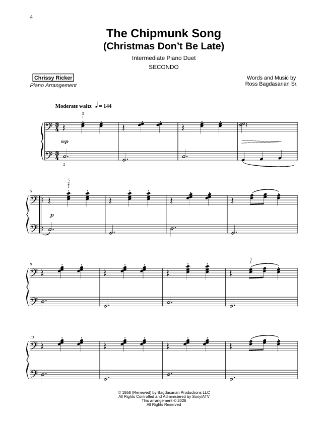 The Chipmunk Song Sample Page