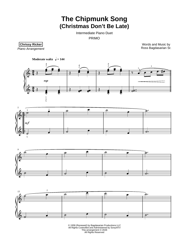 The Chipmunk Song Sample Page