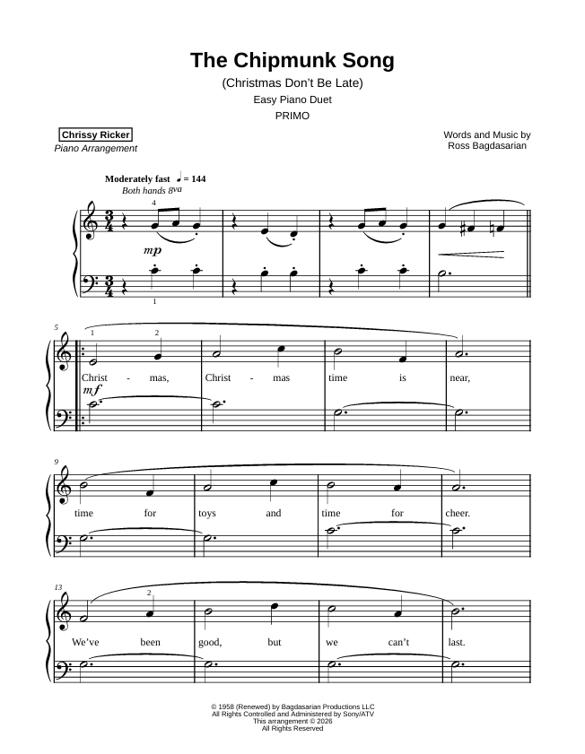 The Chipmunk Song Sample Page