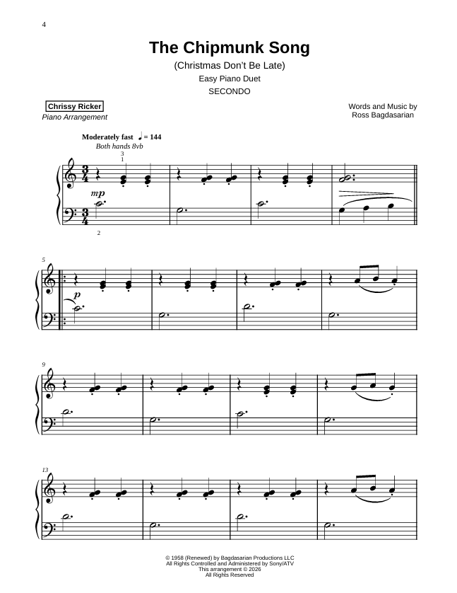 The Chipmunk Song Sample Page