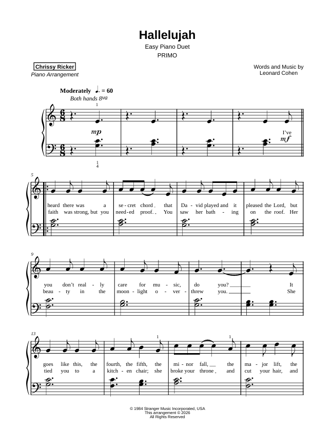 Hallelujah Sample Page