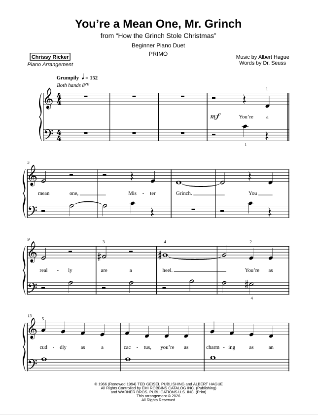 You're a Mean One, Mr. Grinch Sample Page