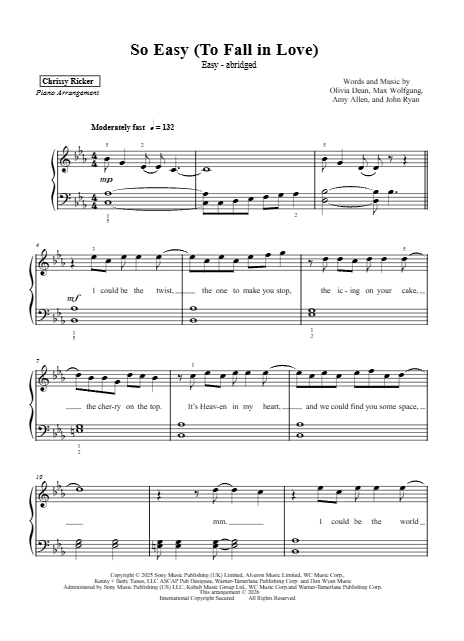 So Easy (To Fall in Love) Sample Page