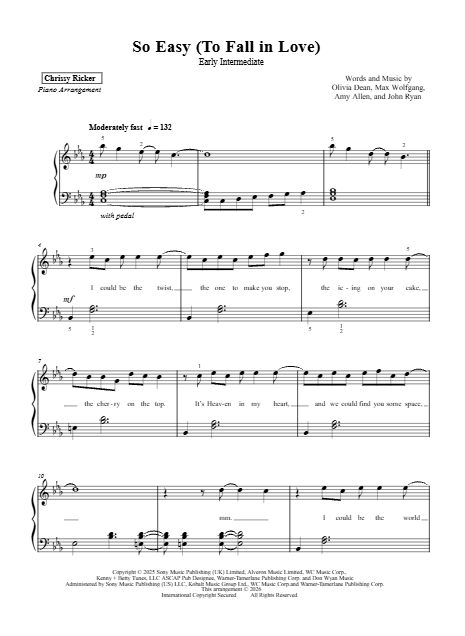 So Easy (To Fall in Love) Sample Page