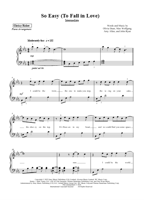 So Easy (To Fall in Love) Sample Page