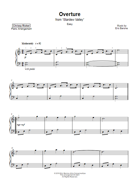 Overture from Stardew Valley Sample Page