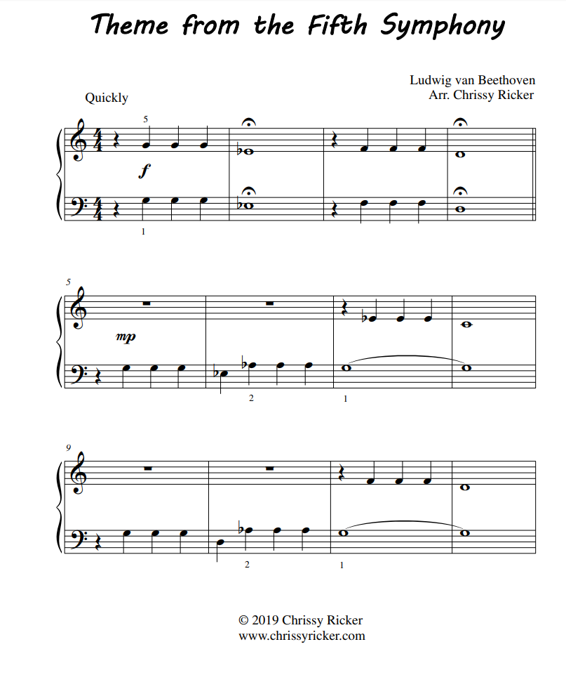 Theme from the Fifth Symphony (free download) Sample Page
