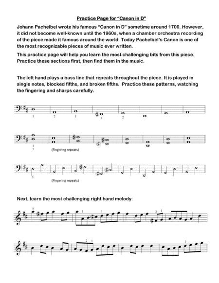 Canon in D (with practice tips) Sample Page