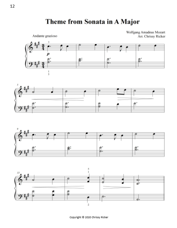 Theme from Sonata in A Major Sample Page