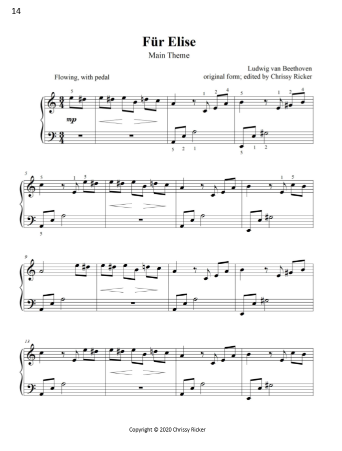 Fur Elise (with practice tips) Sample Page