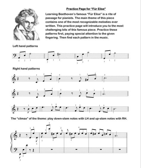 Fur Elise (with practice tips) Sample Page