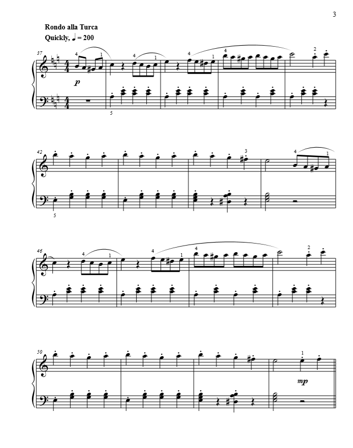Two Themes from Sonata in A Major, K. 331 Sample Page