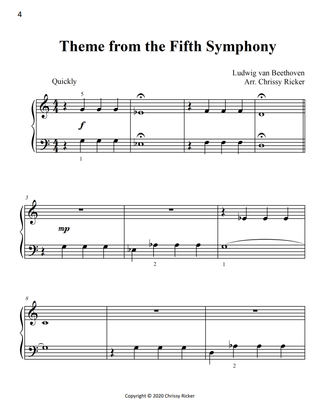 Theme from the Fifth Symphony Sample Page