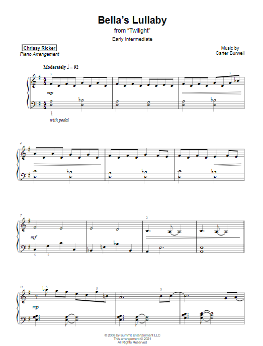 Bella's Lullaby Sample Page