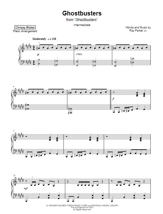 Ghostbusters (Main Theme) Sample Page