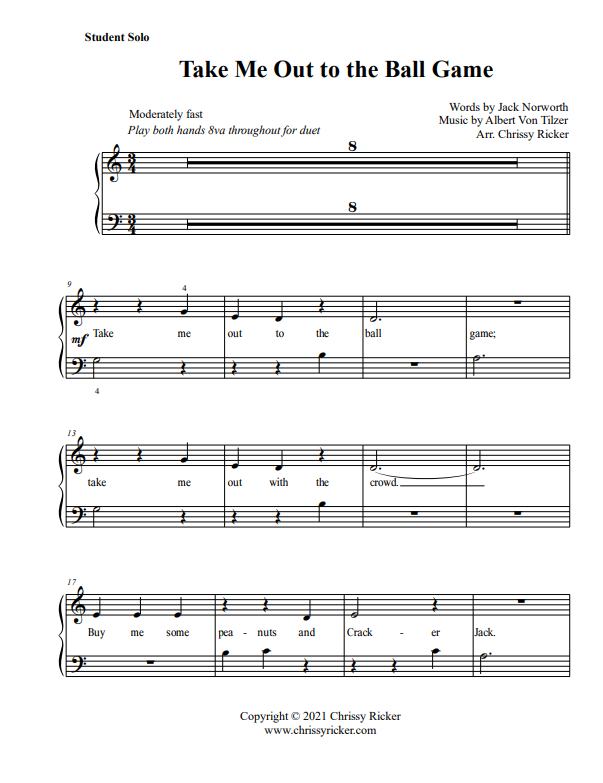 Take Me Out to the Ball Game Sample Page