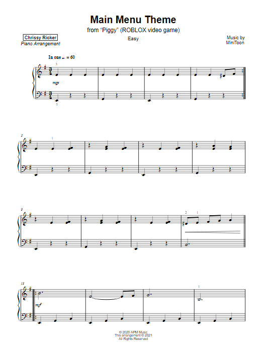 Main Menu Theme from "Piggy" Sample Page