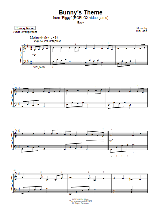 Bunny's Theme from "Piggy" Sample Page