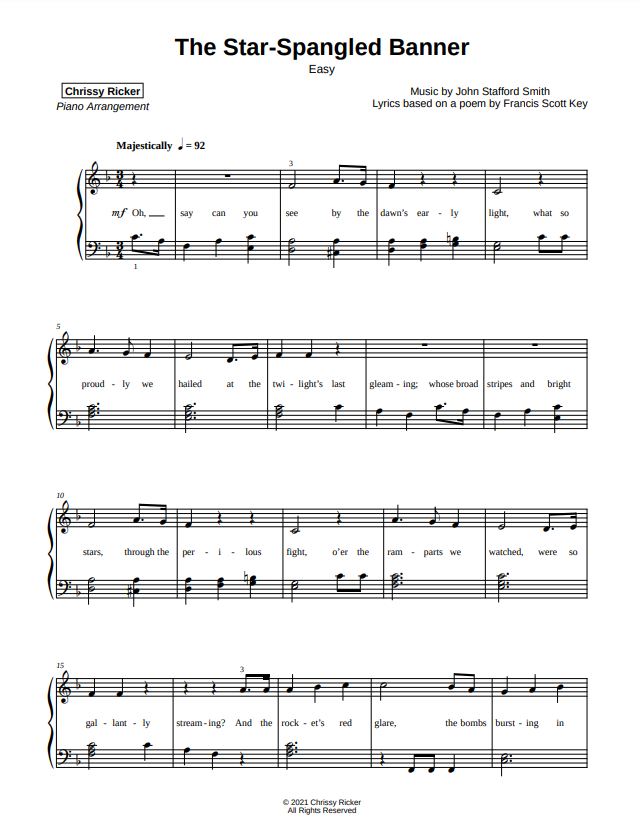 The Star-Spangled Banner Sample Page