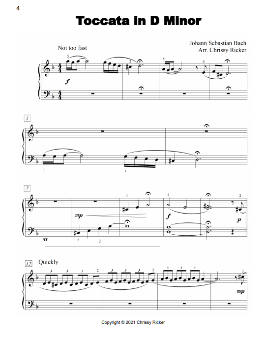 Toccata in D Minor Sample Page