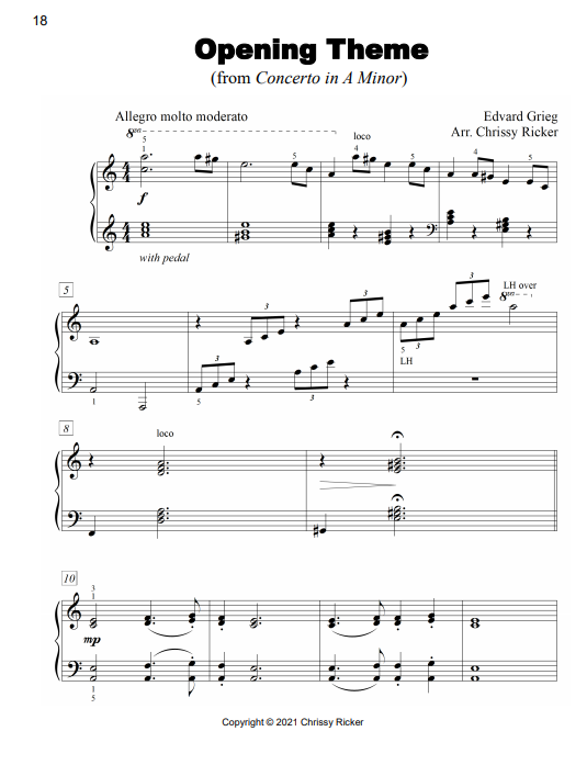 Opening Theme from Concerto in A Minor Sample Page