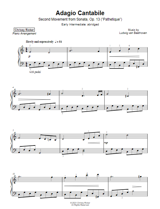 Adagio Cantabile (from the "Pathetique" Sonata) Sample Page