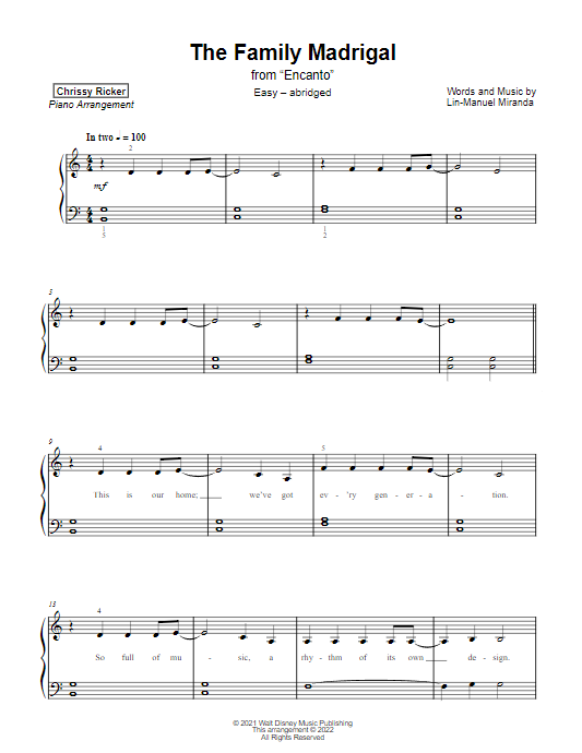 The Family Madrigal Sample Page