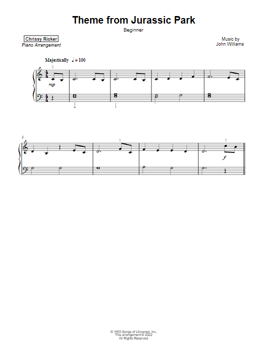 Theme from Jurassic Park Sample Page
