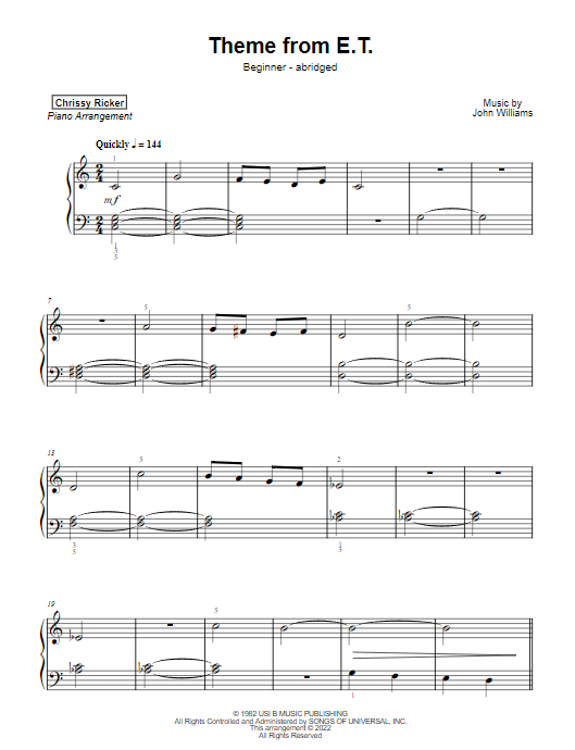 Theme from E.T. Sample Page