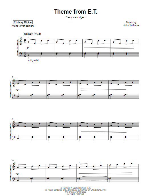 Theme from E.T. Sample Page