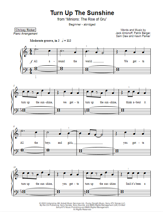 Turn Up the Sunshine Sample Page