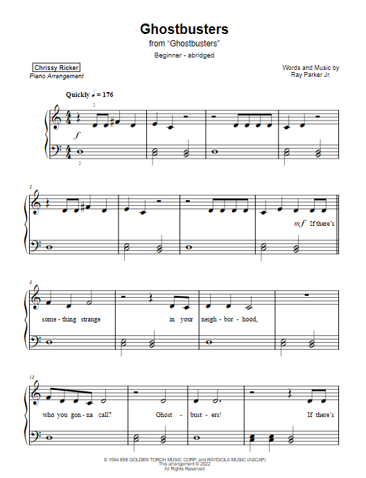 Ghostbusters (Main Theme) Sample Page
