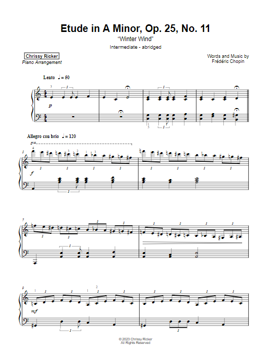 Etude in A Minor ("Winter Wind") Sample Page