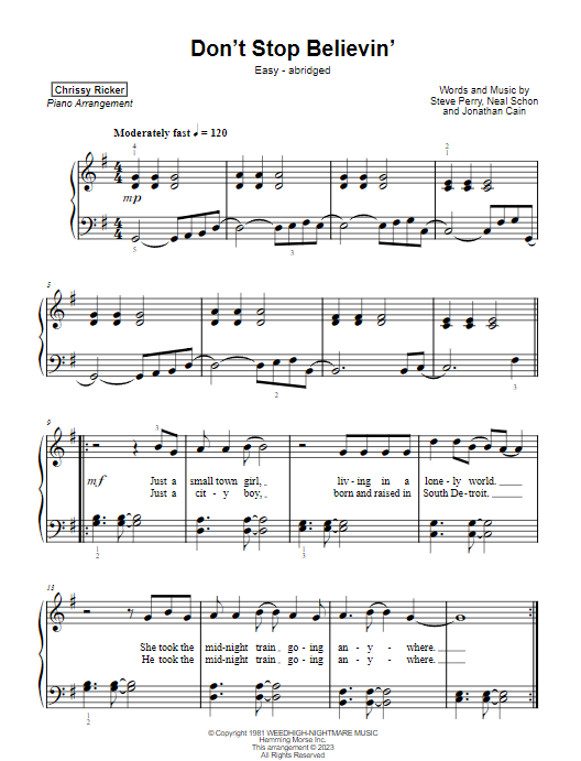 Don't Stop Believin' Sample Page