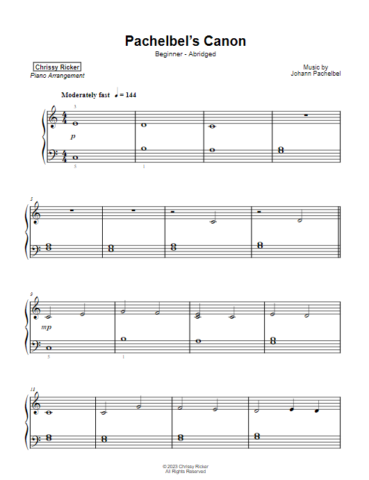 Pachelbel's Canon Sample Page